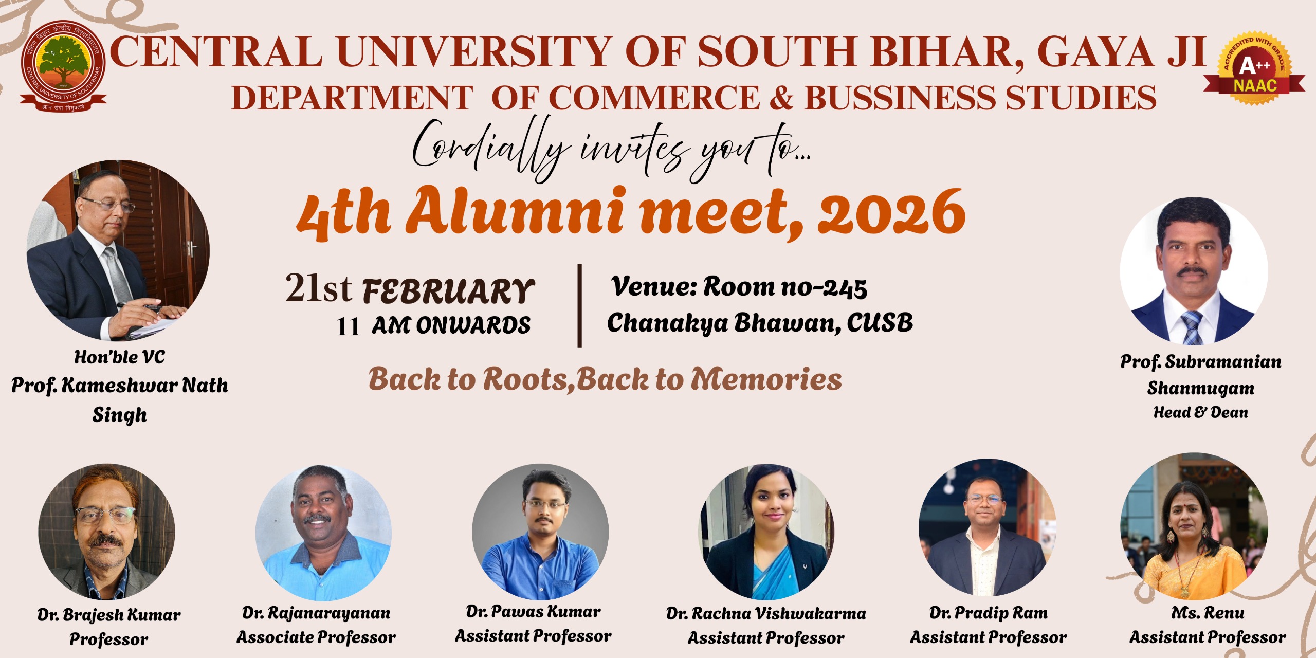 Invitation for 4th Alumni Meet - 2026 from School of Management