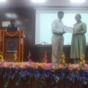 Best Poster Presentation Award to Priyankar Kumari at Young Researchers Conclave in CSIR- CIMFR, Dhanbad